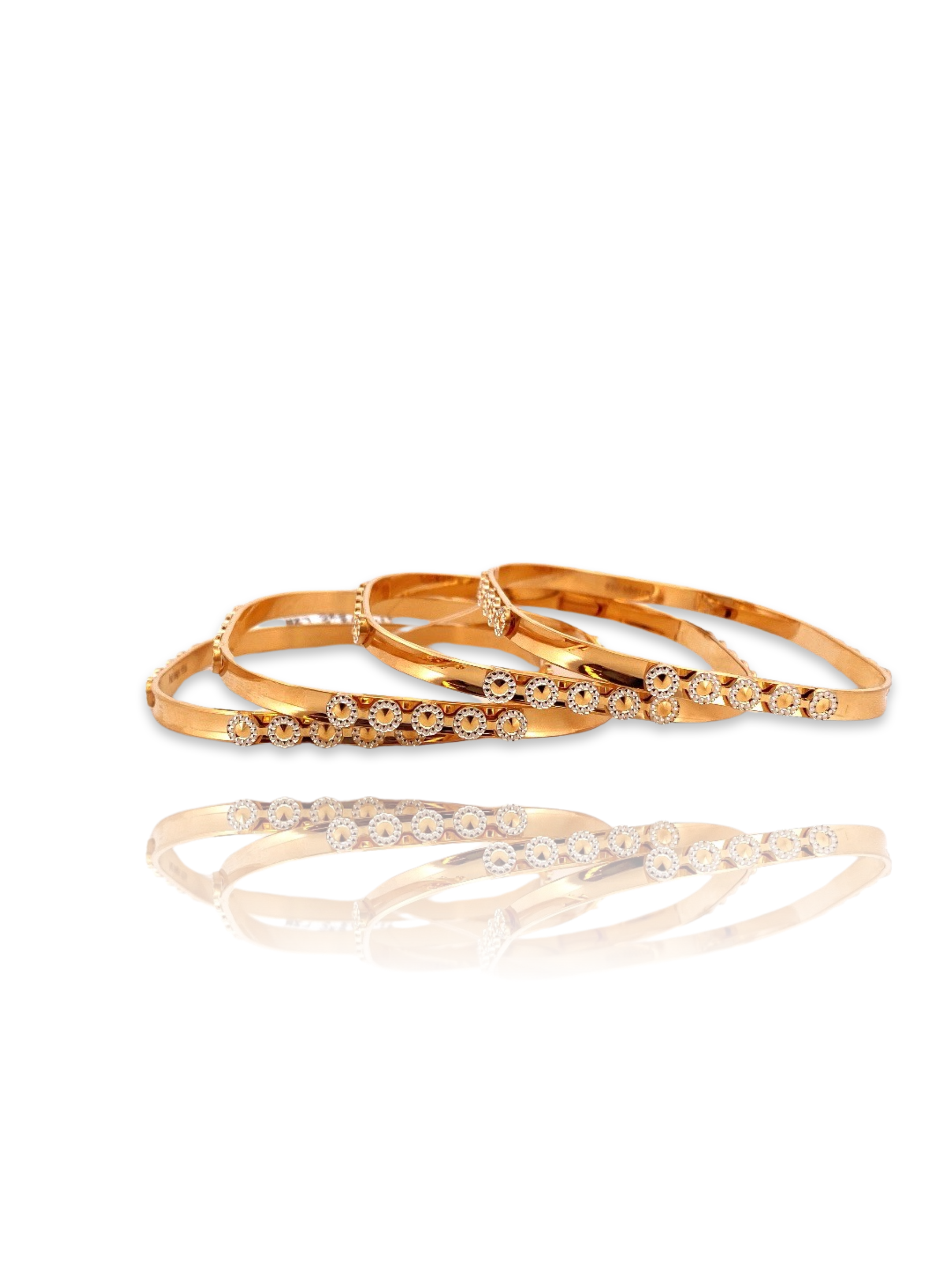 22K Gold Two-tone 4 Pieces Set of Ladies Bangles
