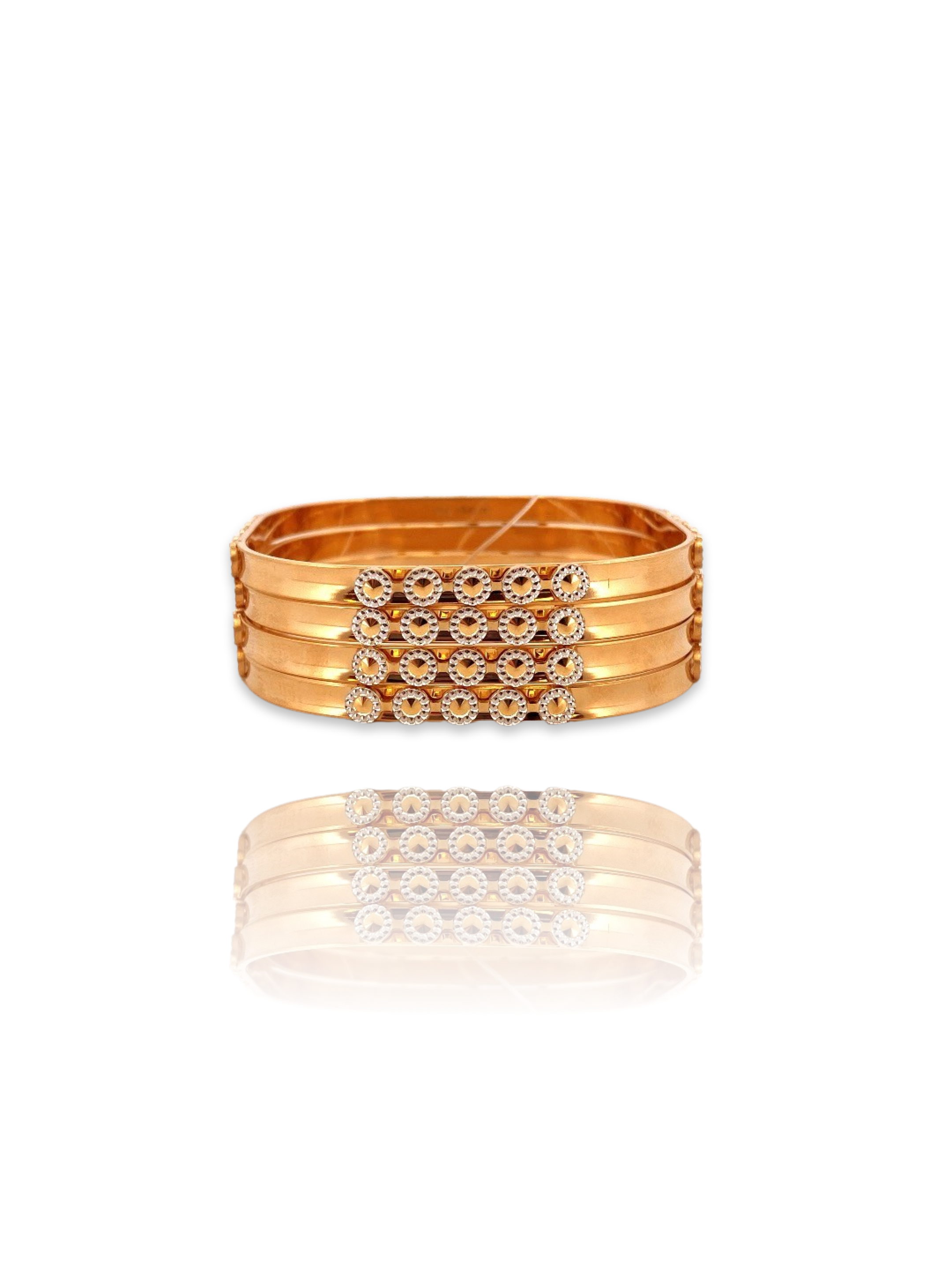 22K Gold Two-tone 4 Pieces Set of Ladies Bangles