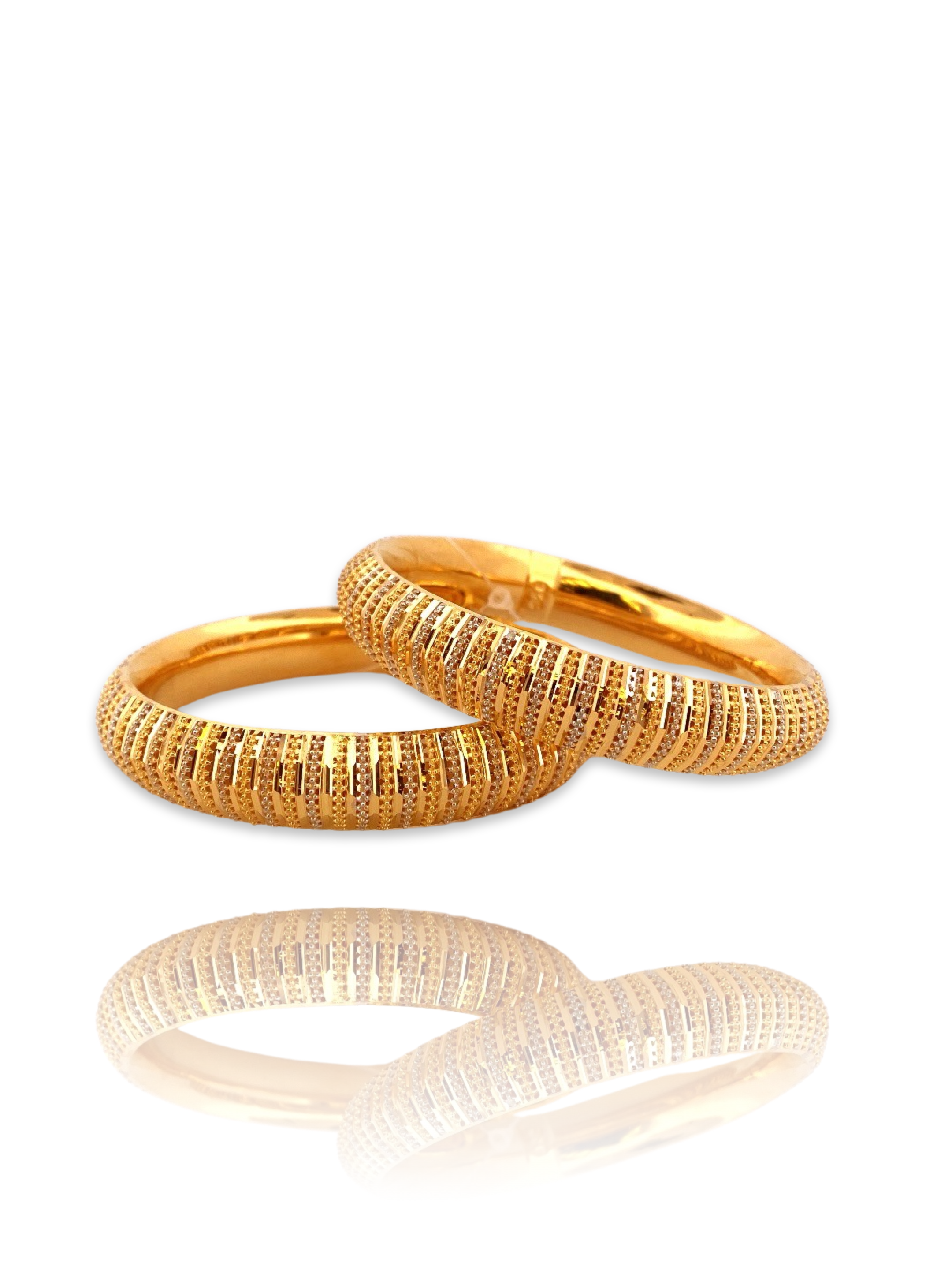 22K Gold Two-tone 2 Pieces Set of Ladies Bangles