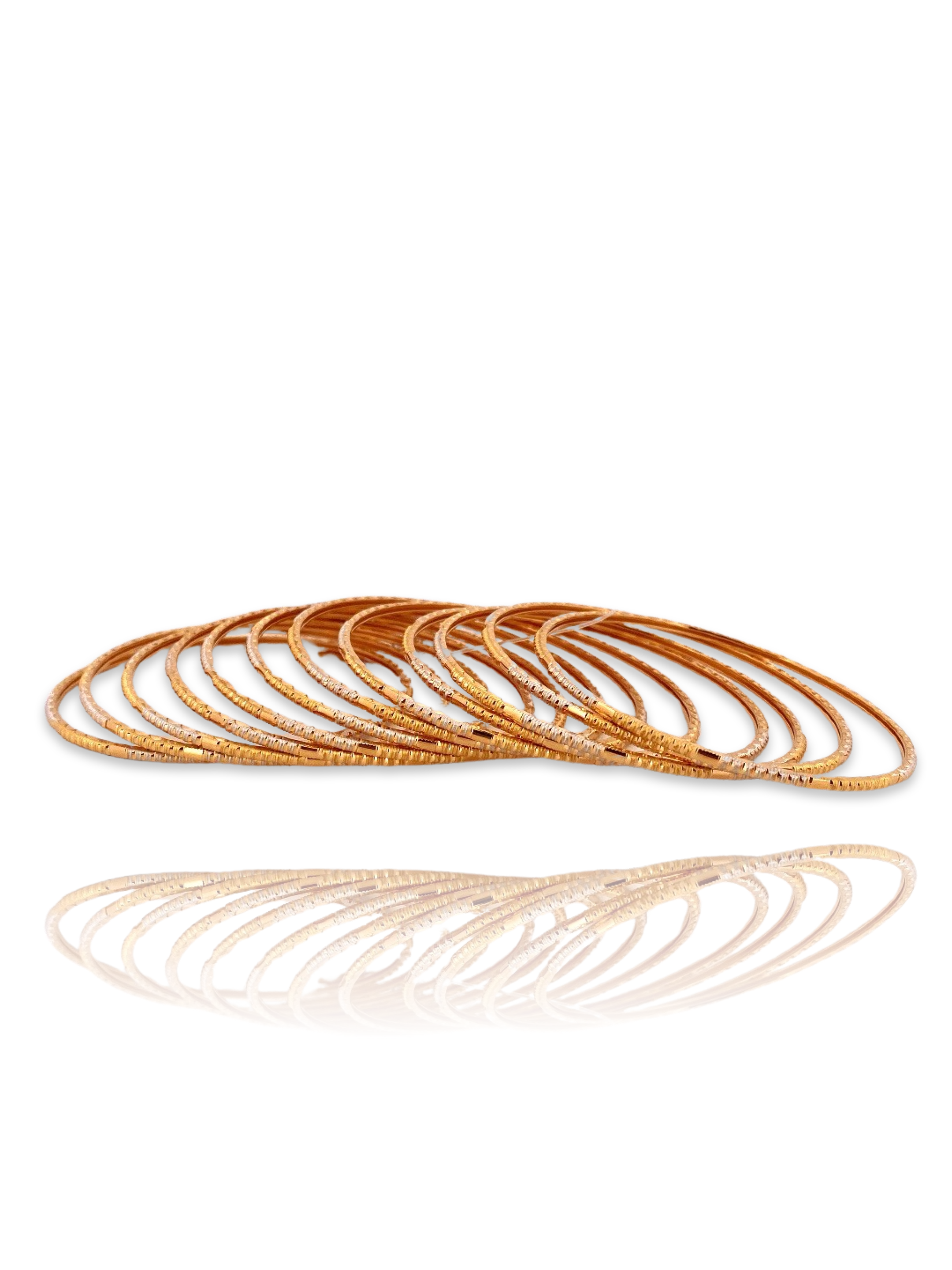 22K Gold Two-tone 12 Pieces Set of Ladies Bangles