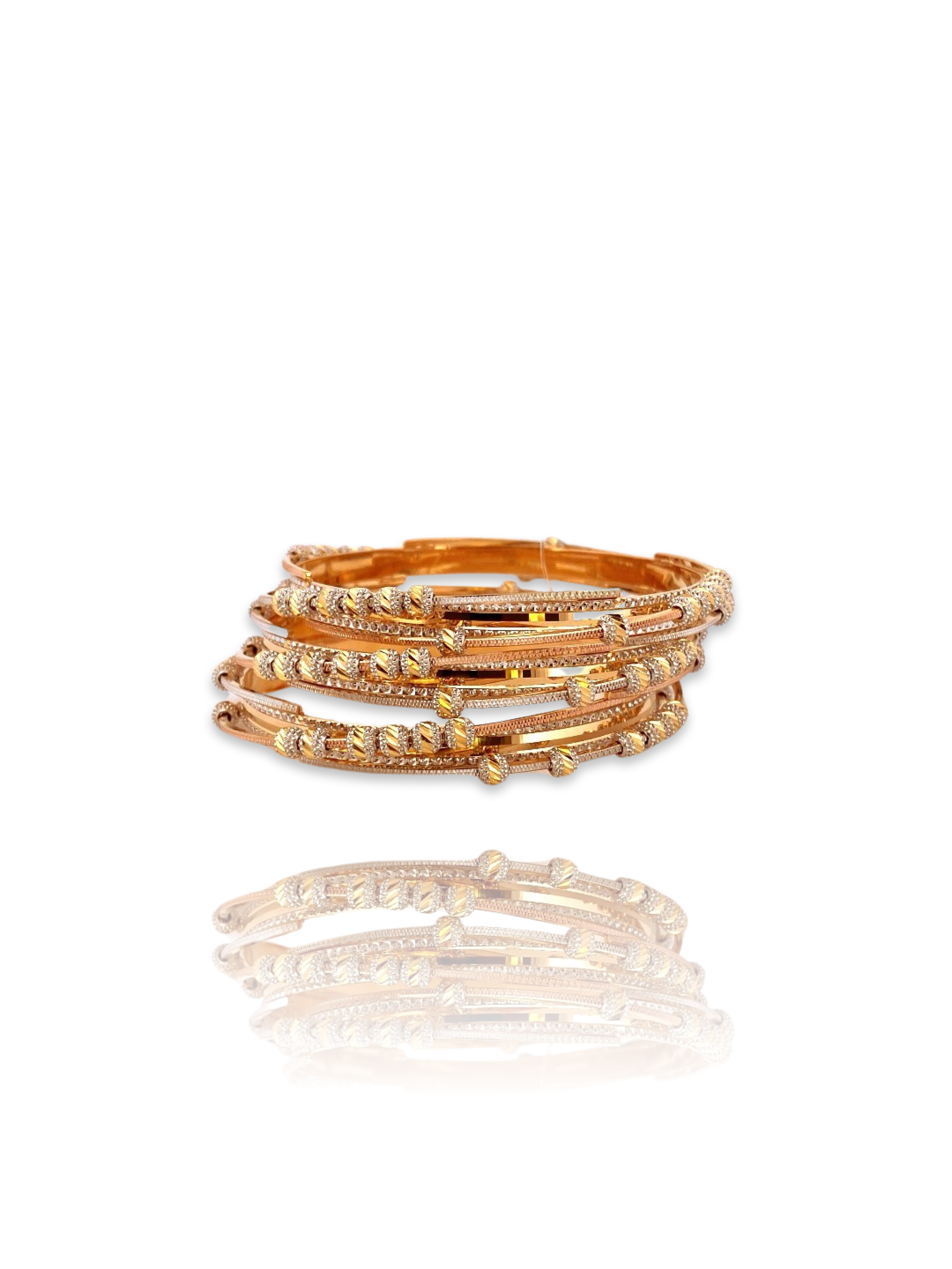 22K Gold Tri-tone 3 Pieces Set of Ladies Bangles