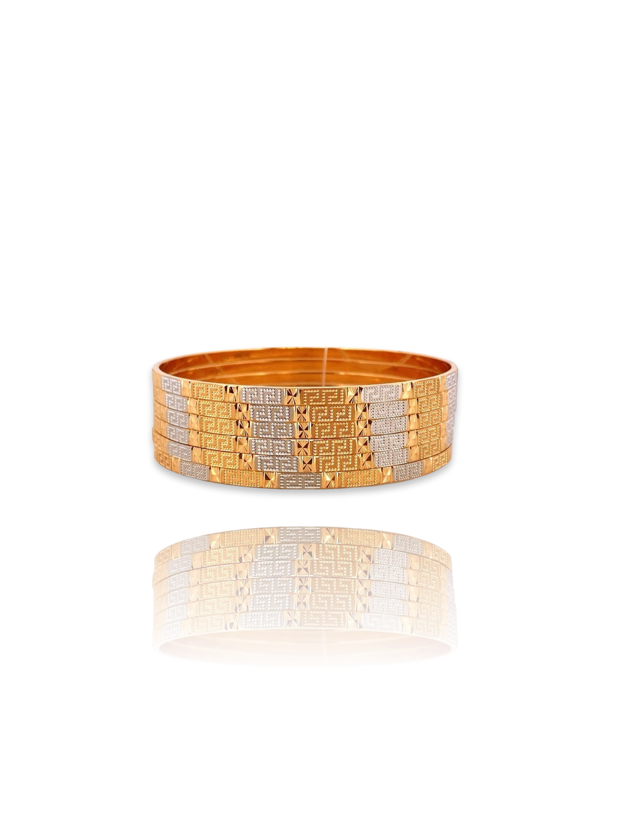 22K Gold Two-tone 6 Pieces Set of Ladies Bangles