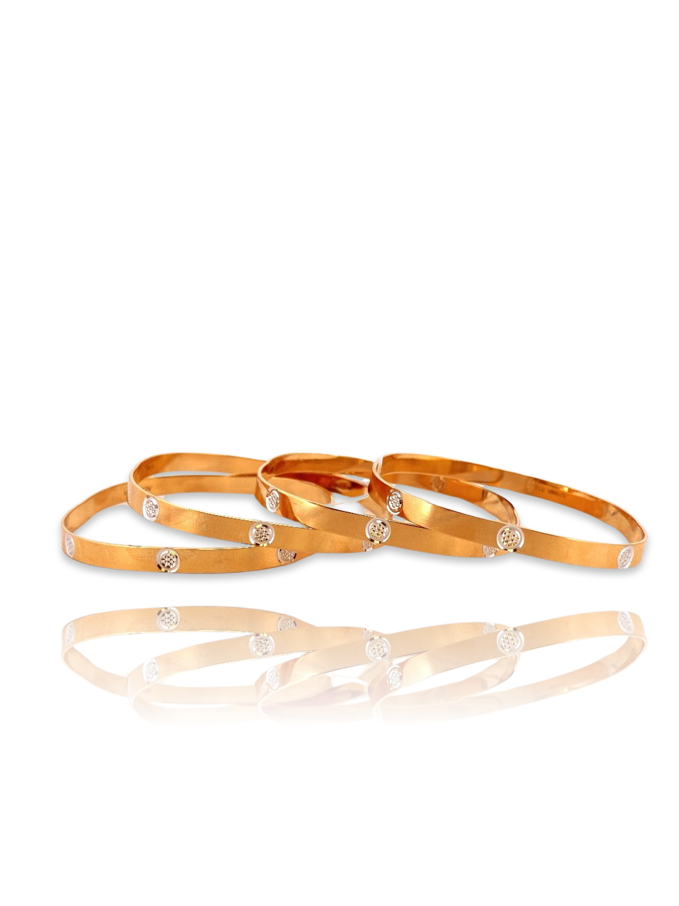 22K Gold Two-tone 4 Pieces Set of Ladies Bangles