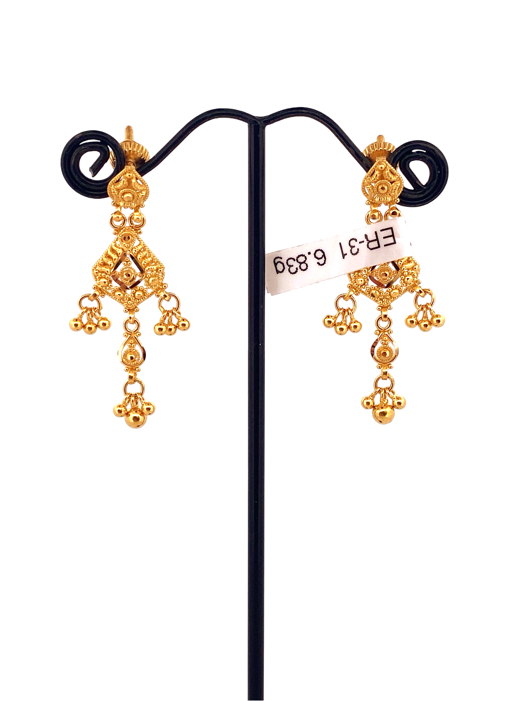 22K Gold Designer Hanging Earrings