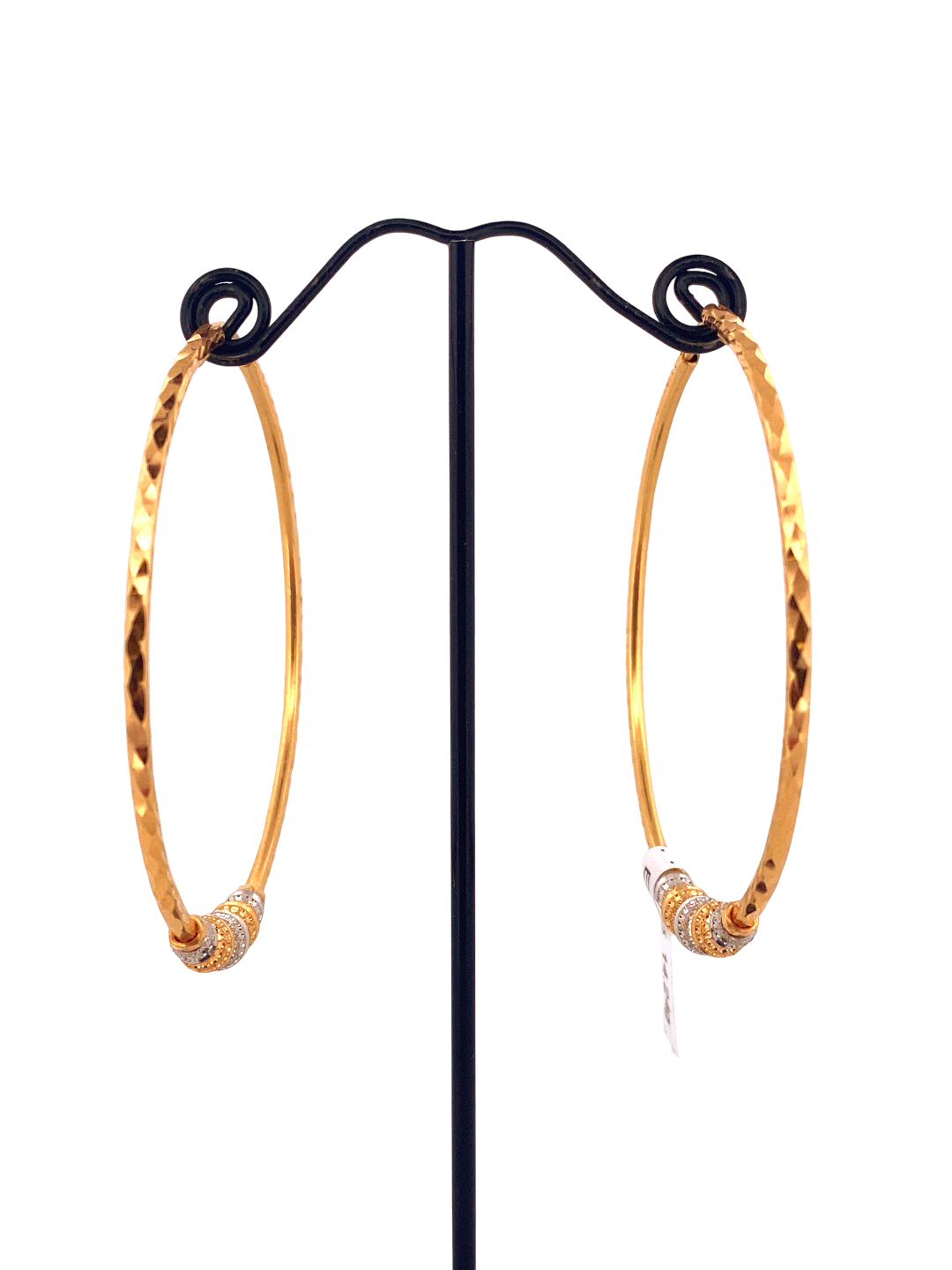 22K Gold Two-tone Designer Hoop Earrings