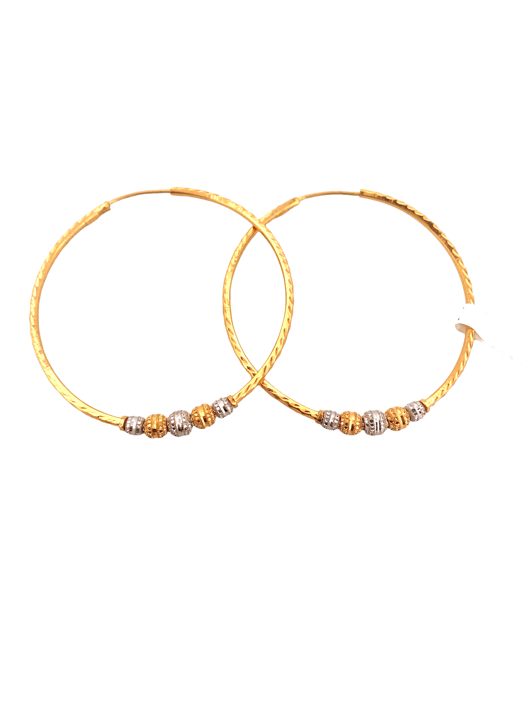 22K Gold Two-tone Designer Hoop Earrings