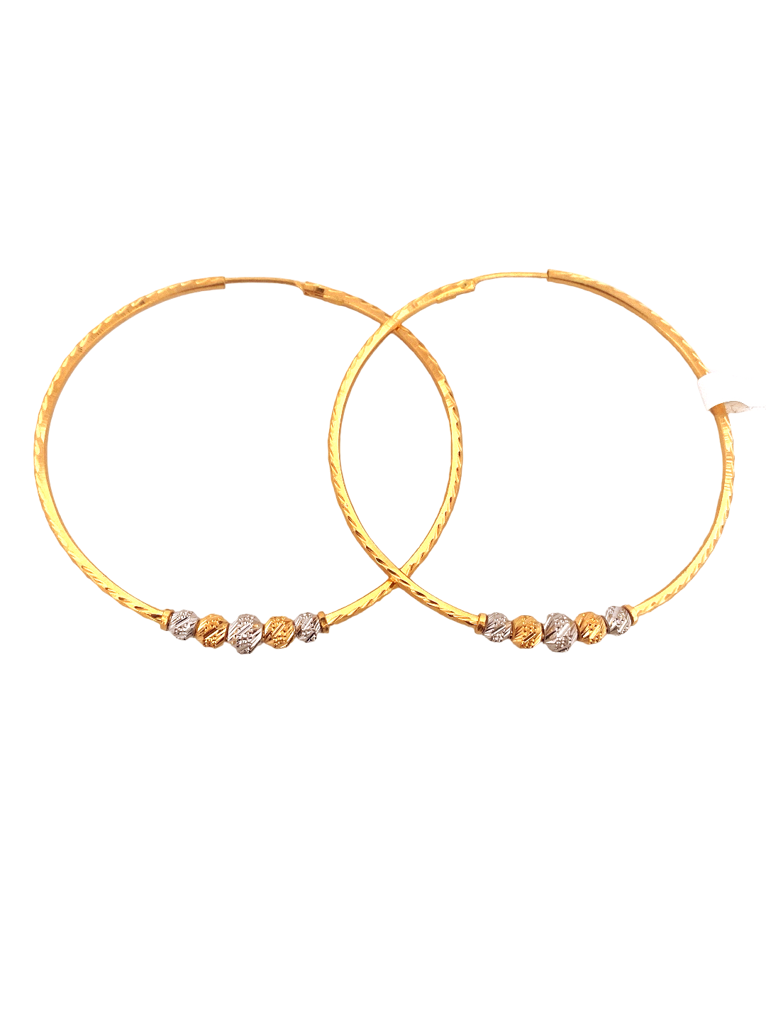 22K Gold Two-tone Designer Hoop Earrings