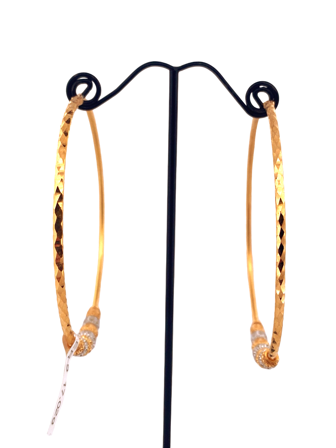 22K Gold Two-tone Designer Hoop Earrings