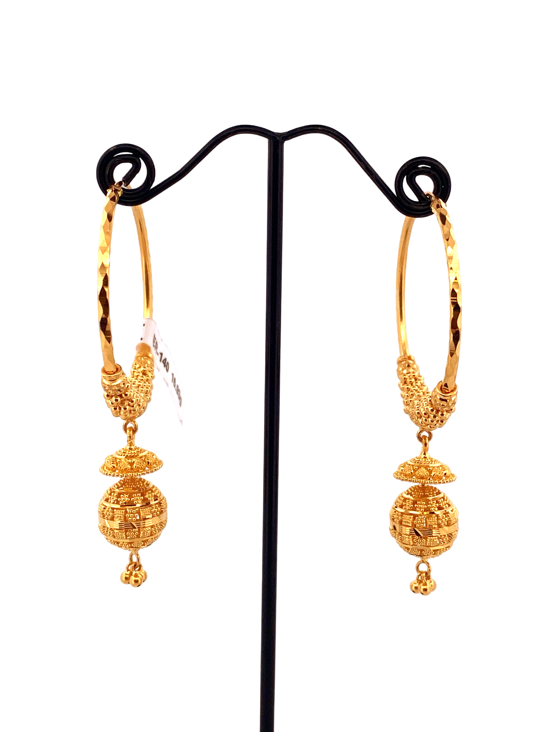22K Gold Designer Hoop Earrings
