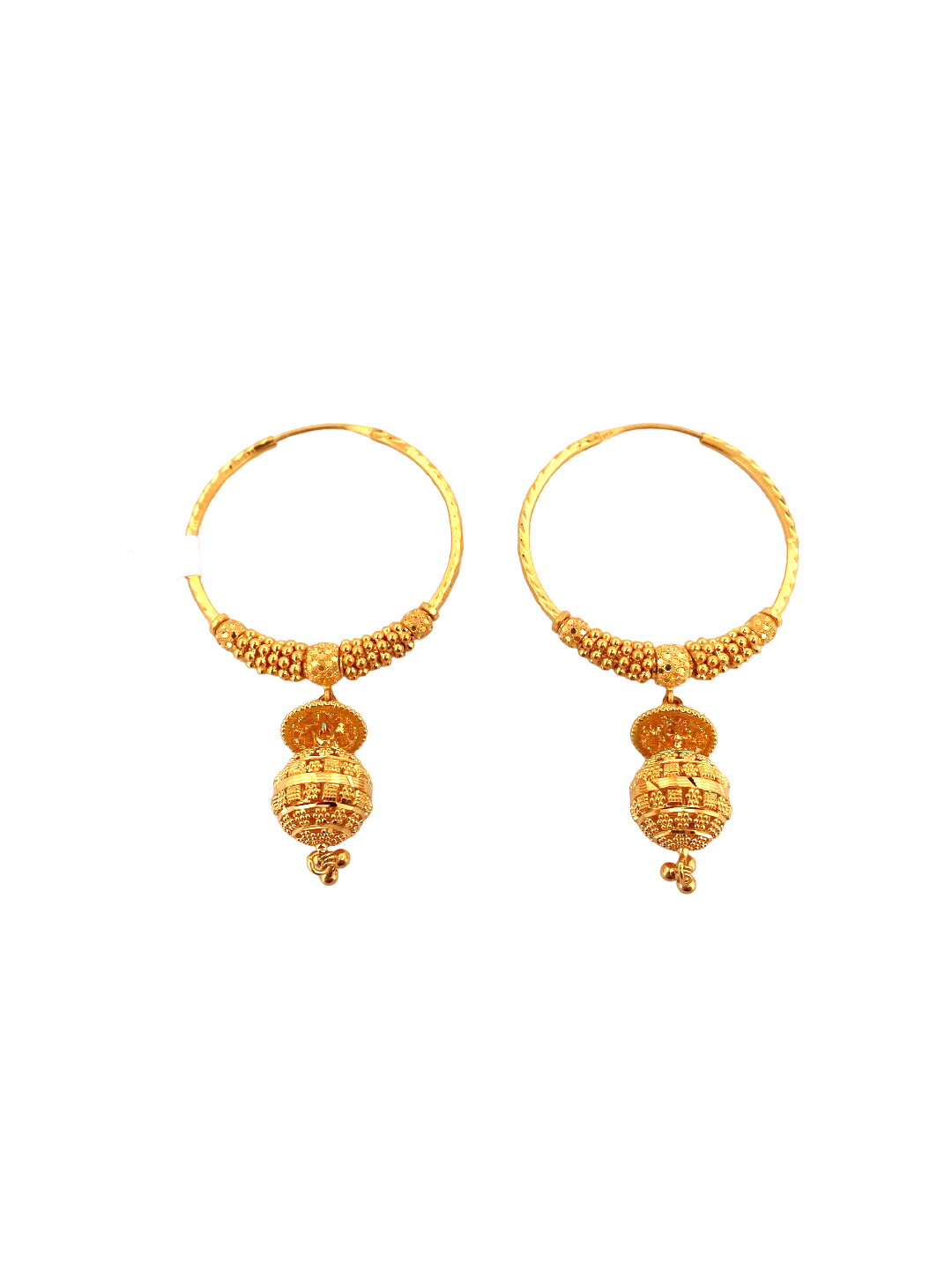 22K Gold Designer Hoop Earrings