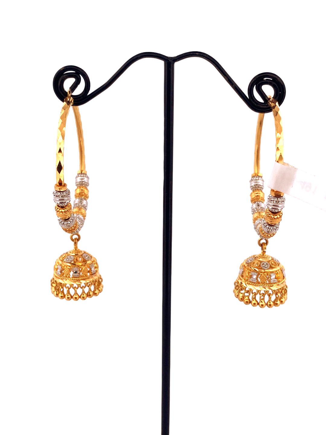 22K Gold Two-tone Designer Hoop Earrings