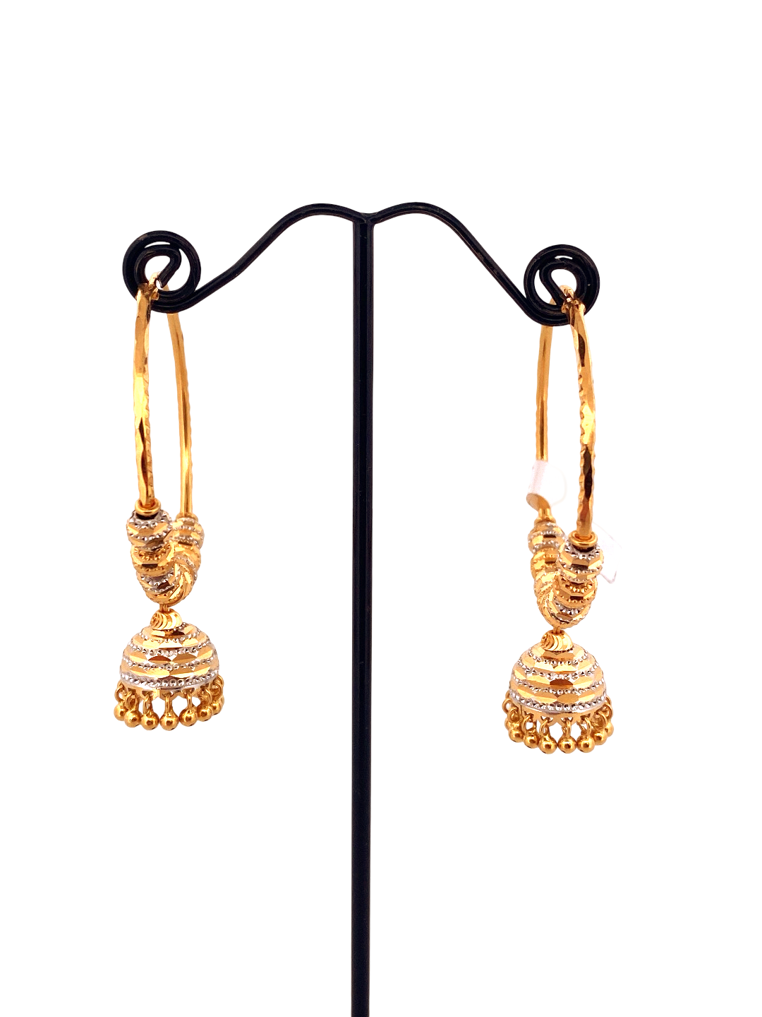 22K Gold Two-tone Designer Hoop Earrings