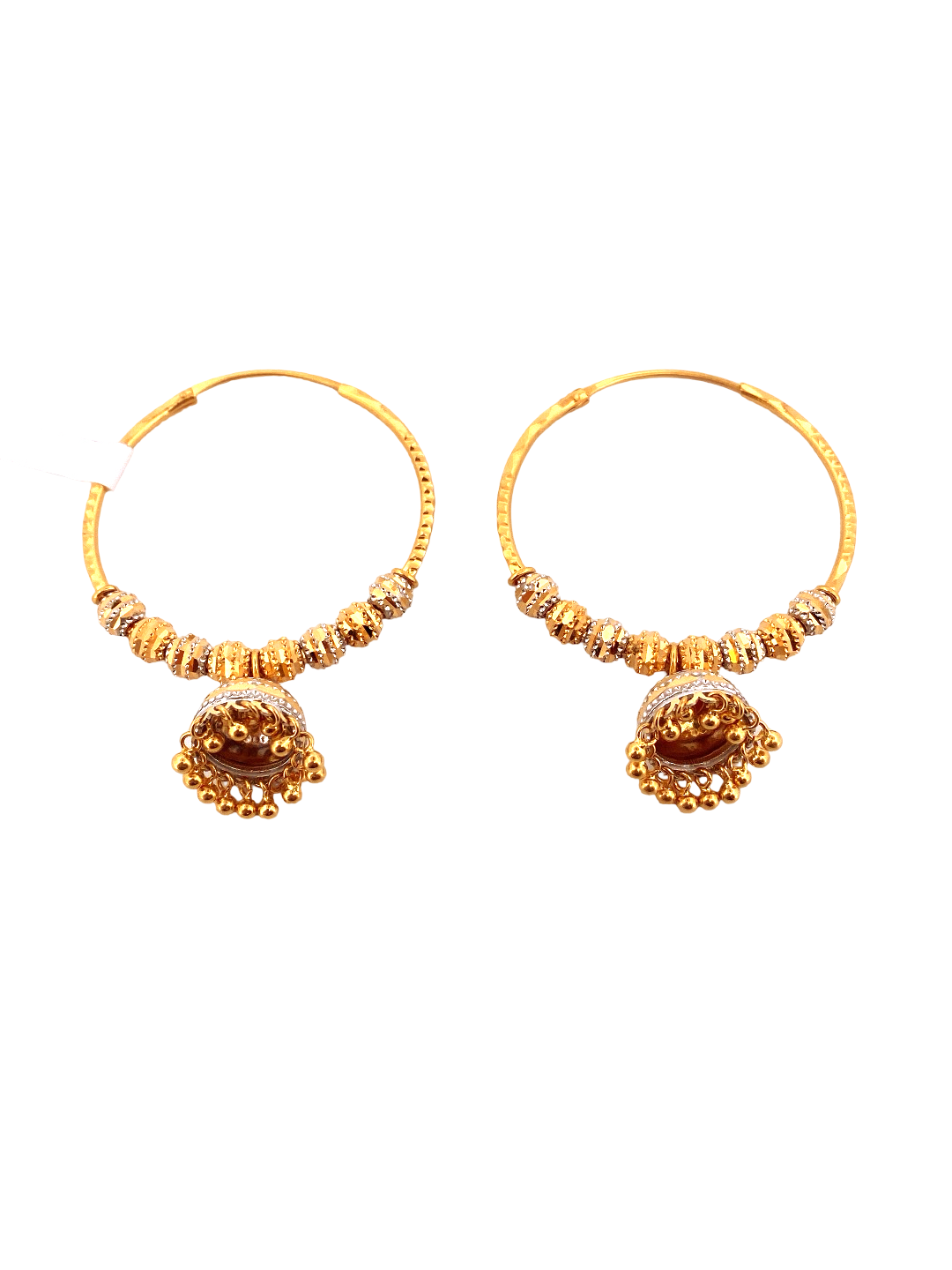 22K Gold Two-tone Designer Hoop Earrings