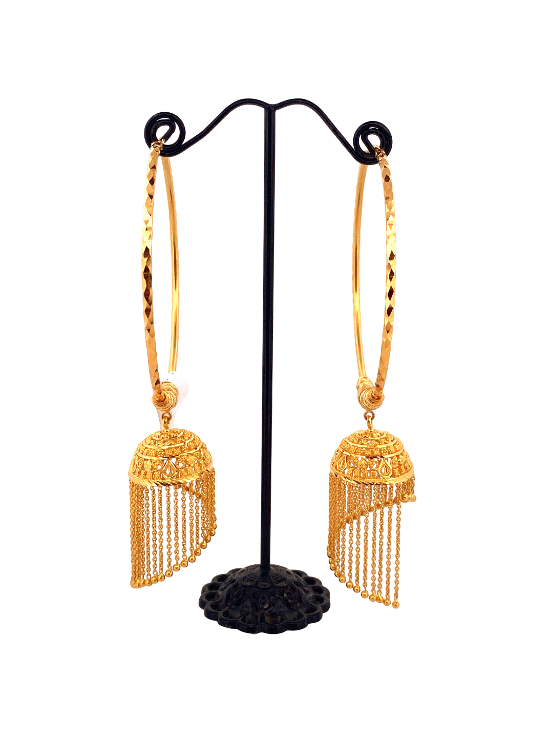 22K Gold Designer Hoop Earrings