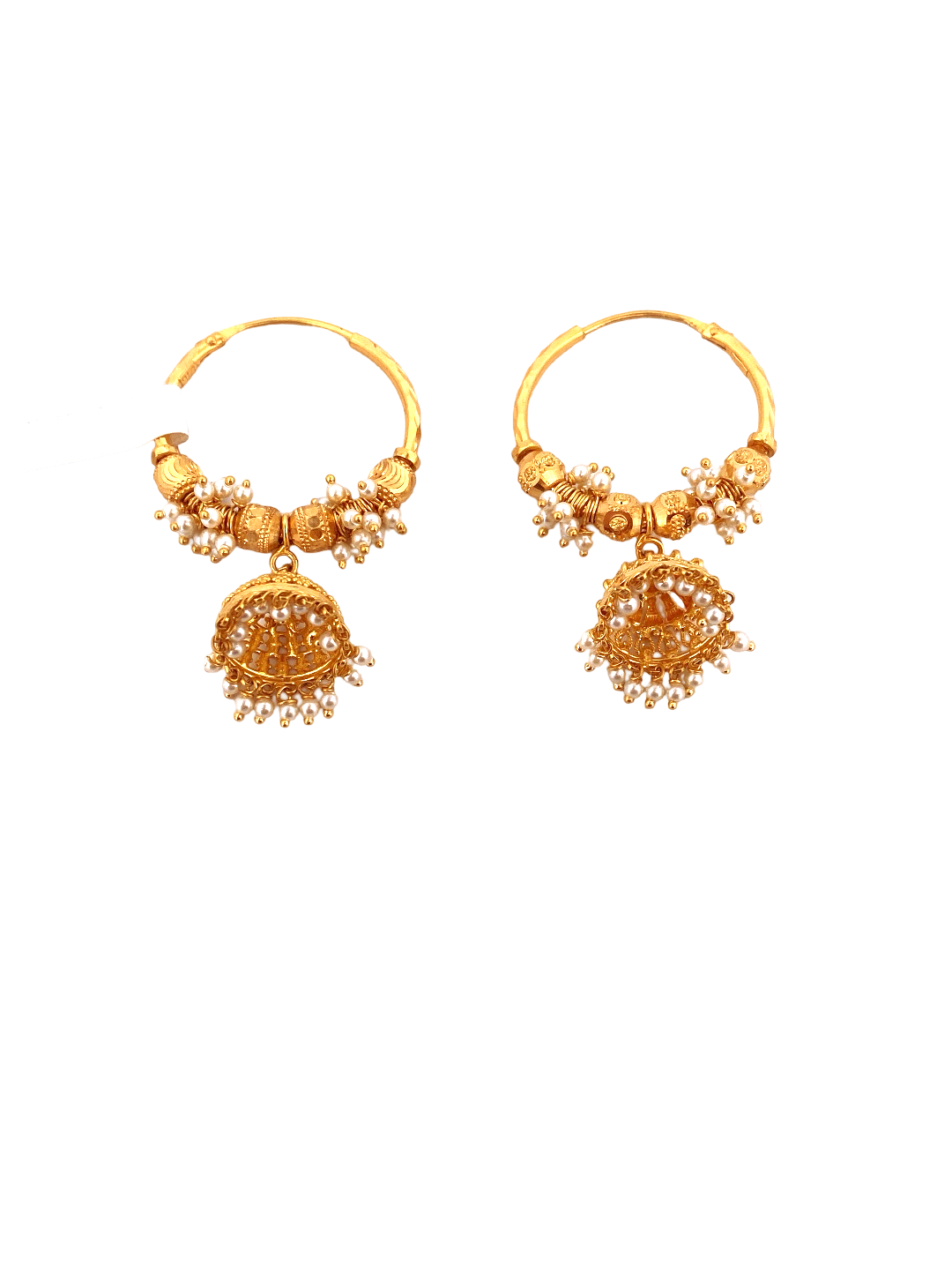 22K Gold Designer Hoop Earrings