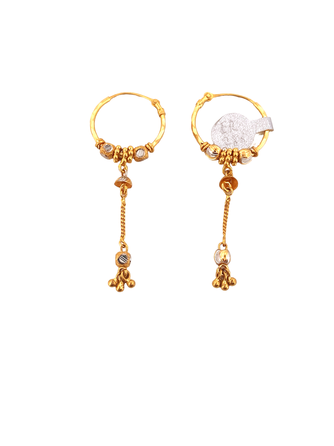 22K Gold Two-tone Designer Hoop Earrings