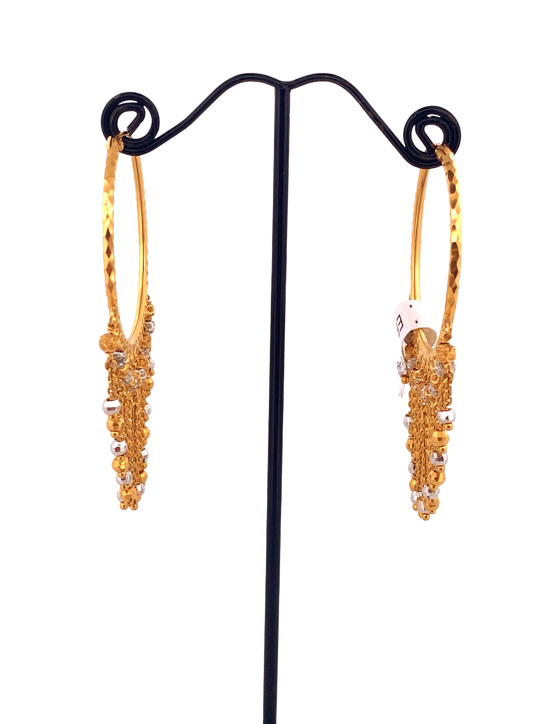 22K Gold Two-tone Designer Hoop Earrings