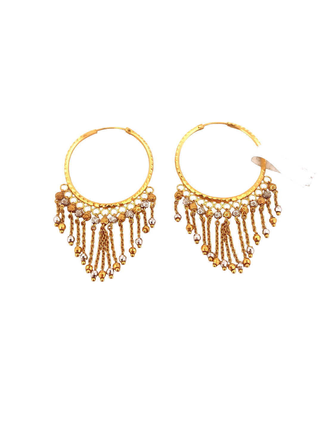 22K Gold Two-tone Designer Hoop Earrings
