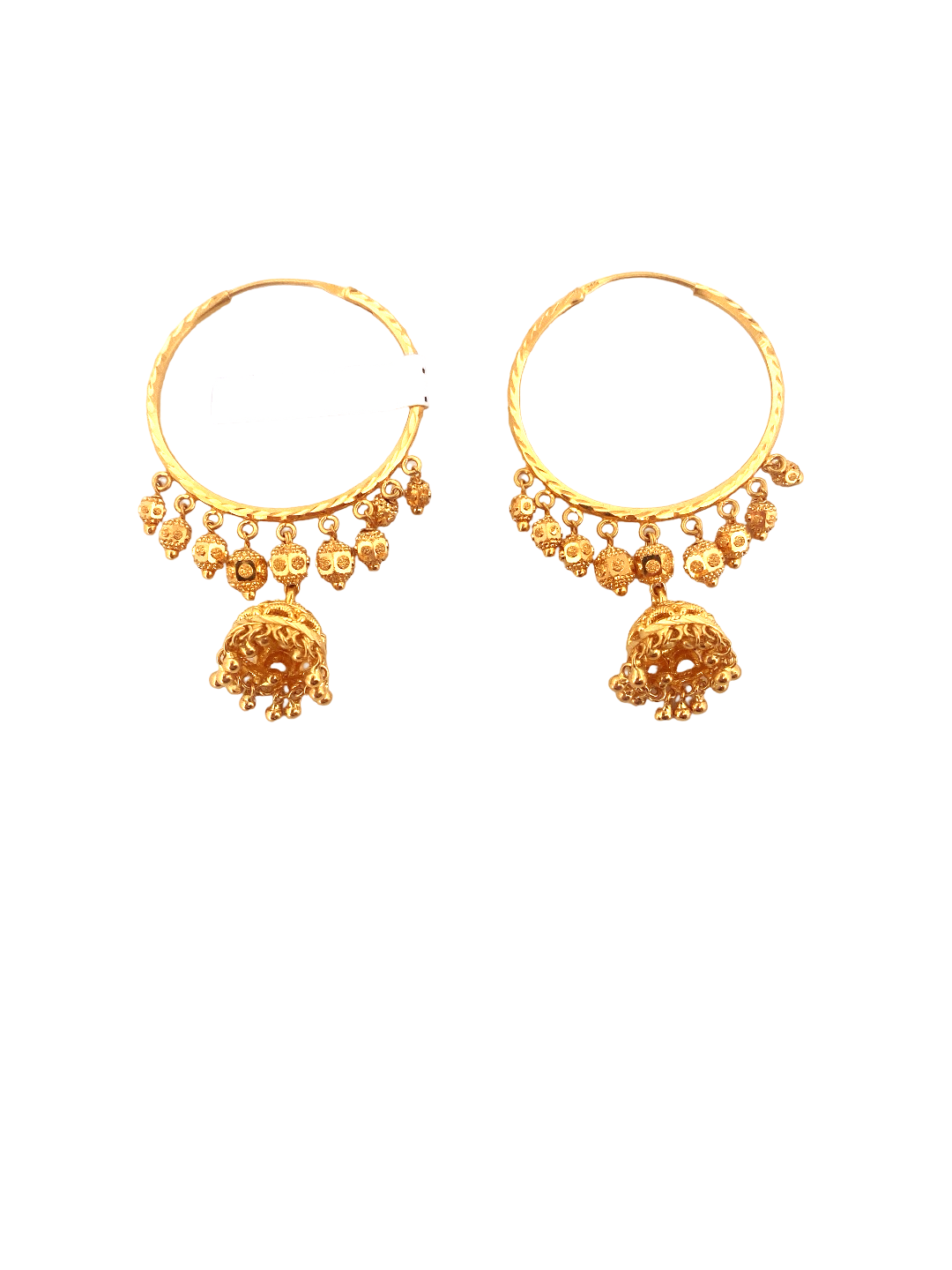 22K Gold Designer Hoop Earrings