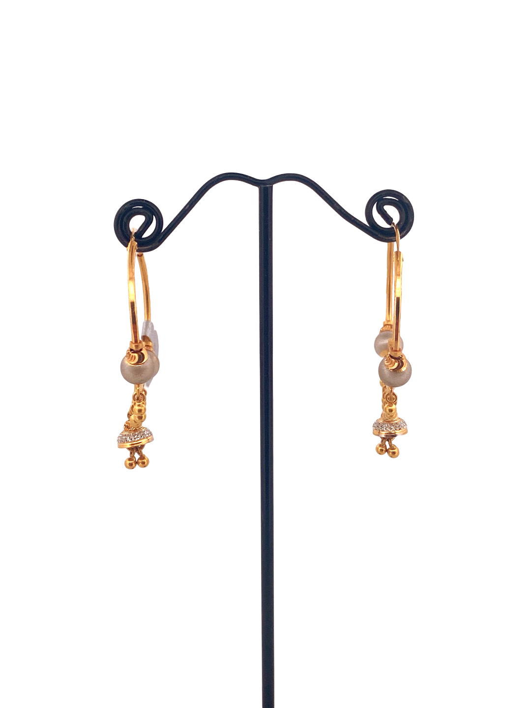 22K Gold Two-tone Designer Hoop Earrings
