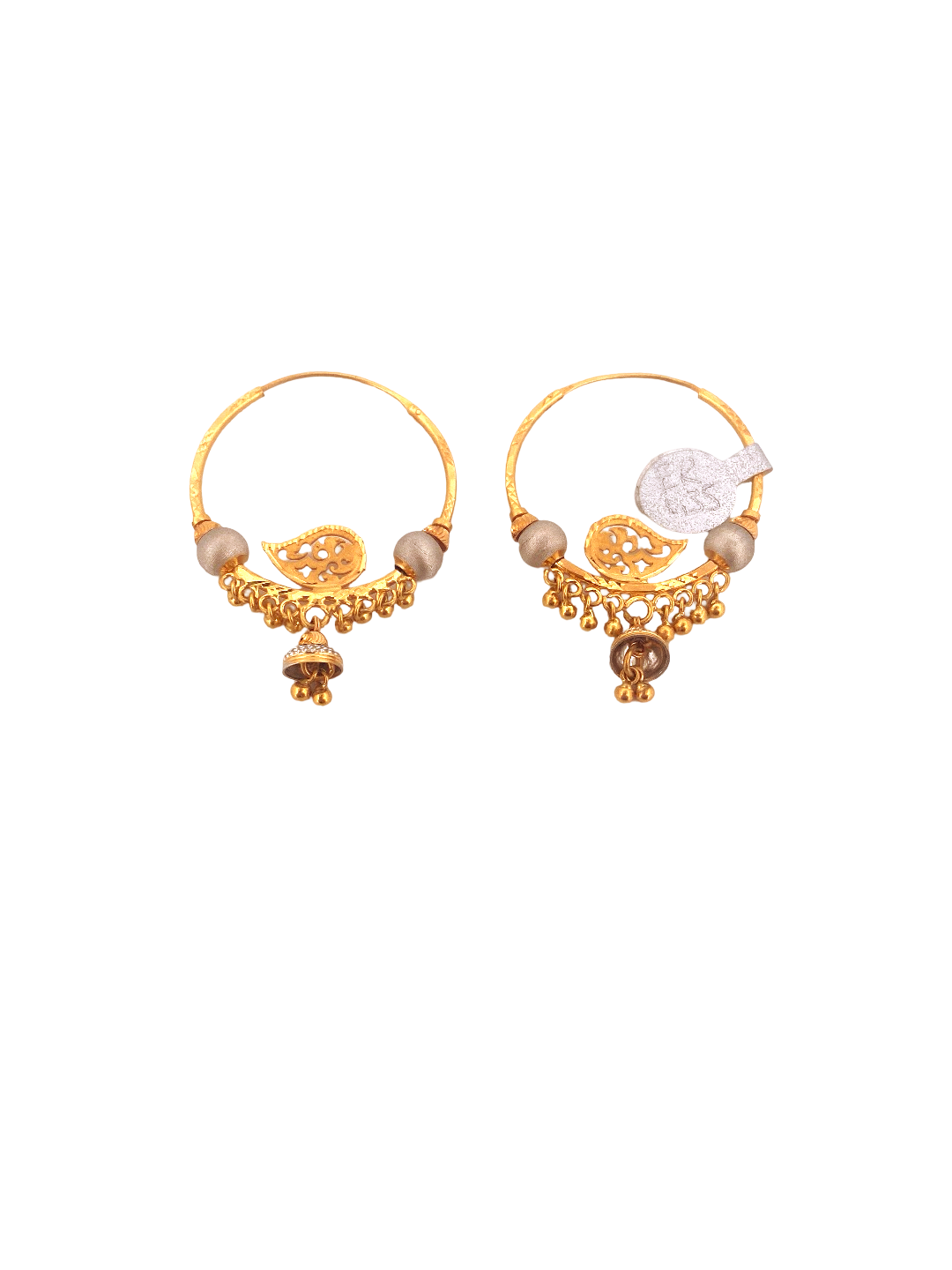 22K Gold Two-tone Designer Hoop Earrings