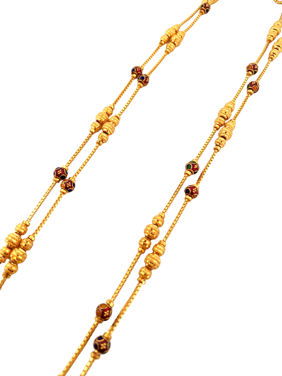 48'' 22K Gold Meena Designer Chain