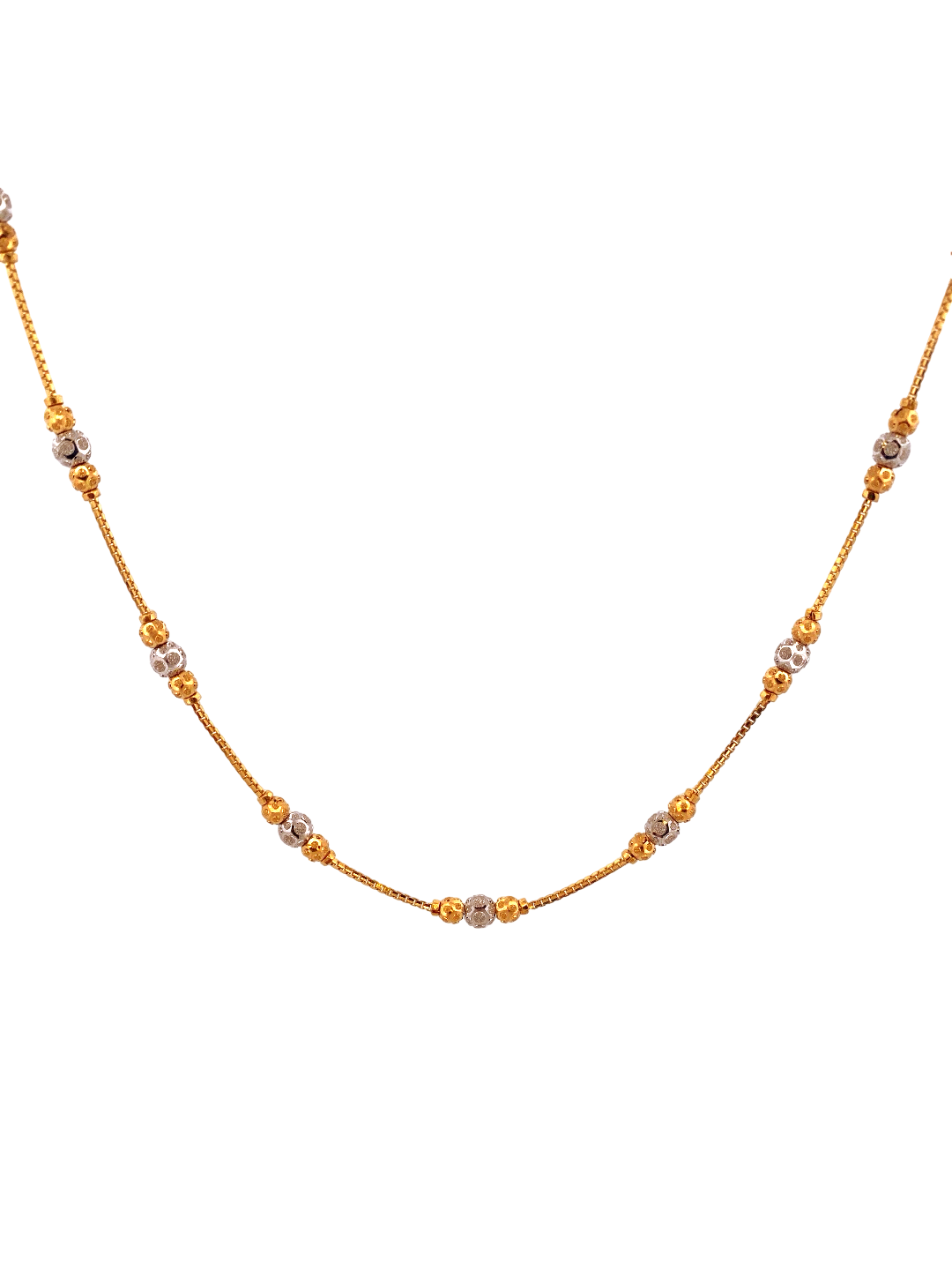 32'' 22K Gold Two-tone Bead Designer Chain