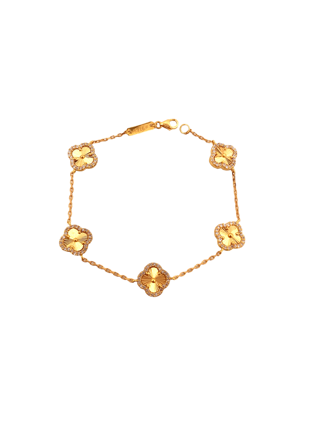 22K Gold Flower CZ Designer Ladies Bracelet