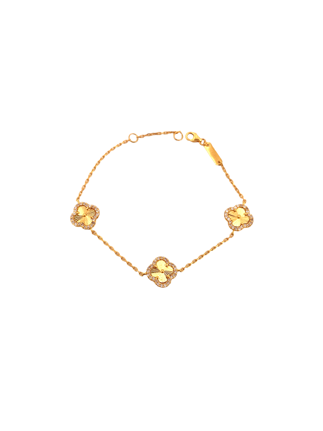 22K Gold Flower CZ Designer Ladies Bracelet
