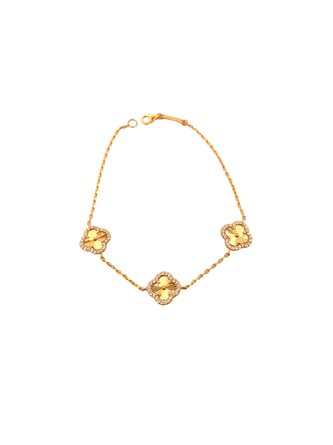 22K Gold Flower CZ Designer Ladies Bracelet