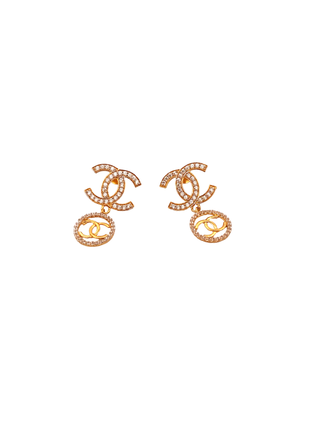 22K Gold CZ Designer Hanging Earrings