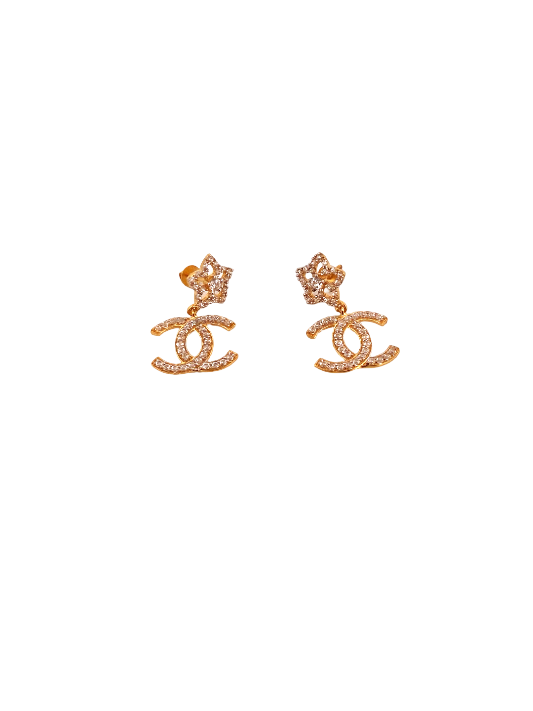 22K Gold CZ Designer Hanging Earrings