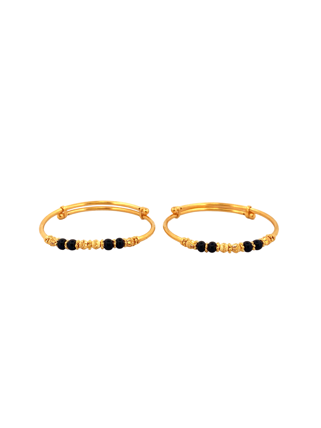 22K Gold Black Beads Designer 2 Pieces Set Of Baby Bangle