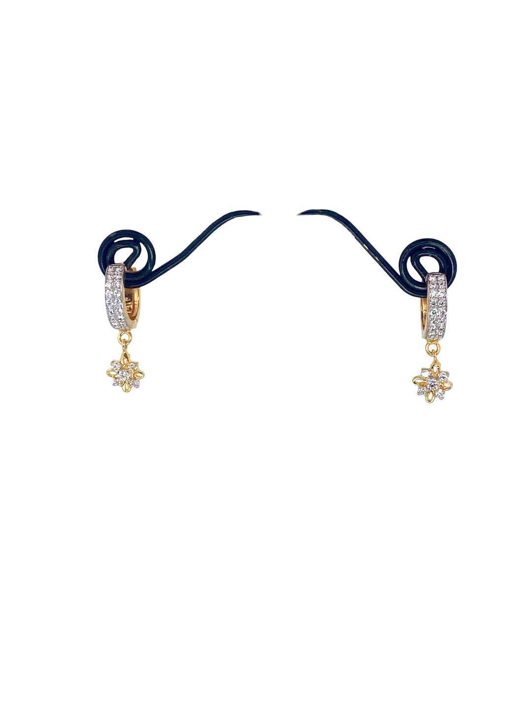 22K Gold CZ Designer Hoop Earrings
