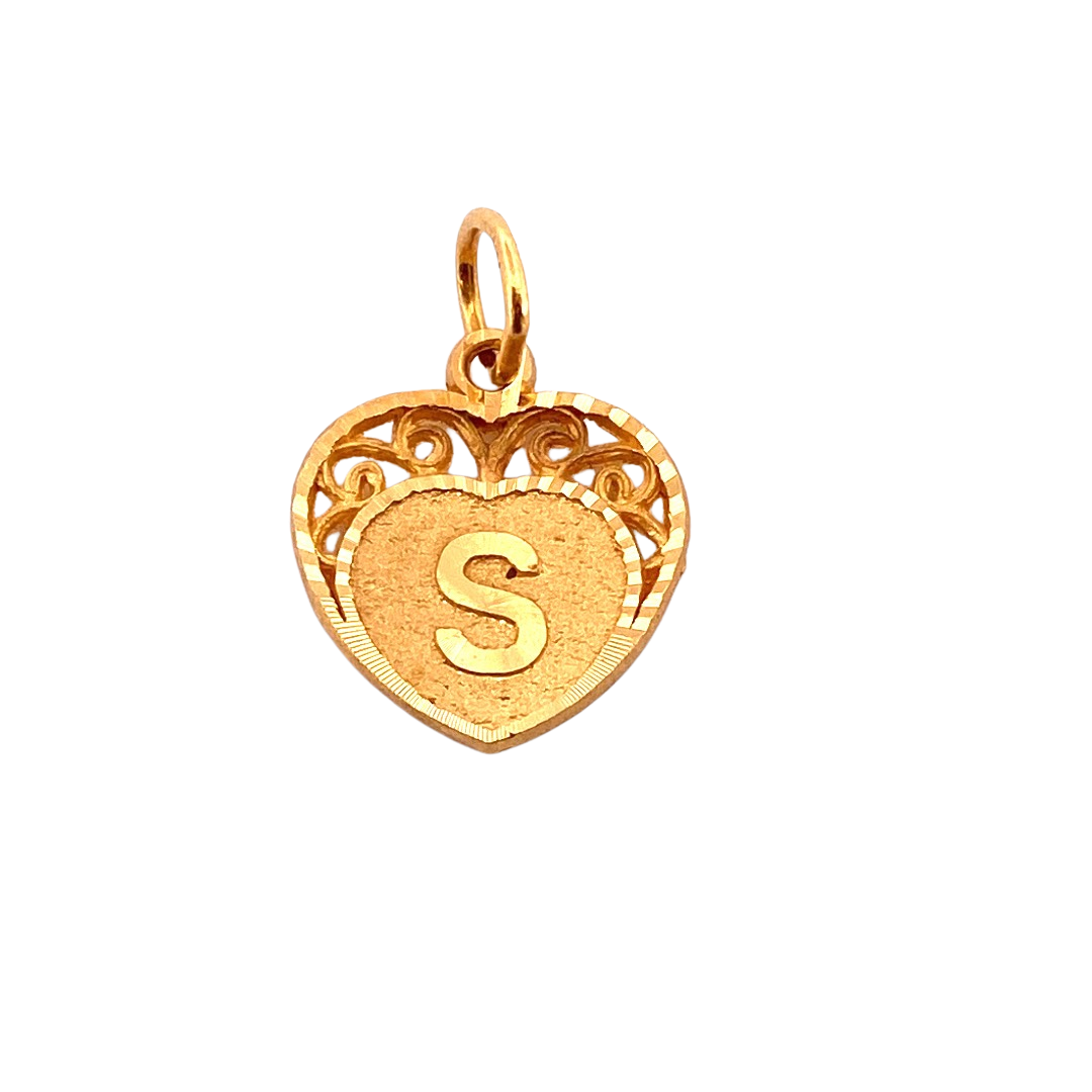 22K Gold S Initial Heart Pendant Ashok Jewellers Canada