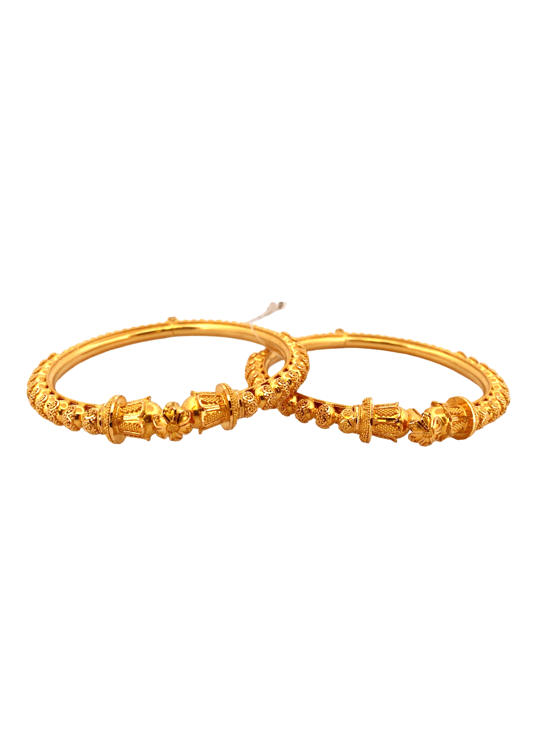 22K Gold Designer 2 Pieces Set Of Ladies Screw Bangles