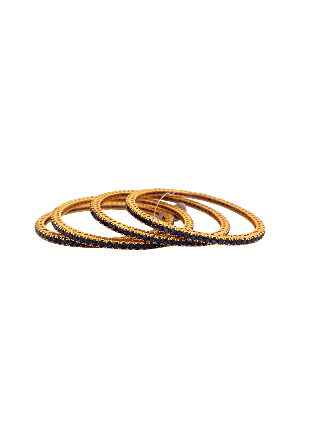 22K Gold Sapphire Designer 4 Pieces Set of Bangles