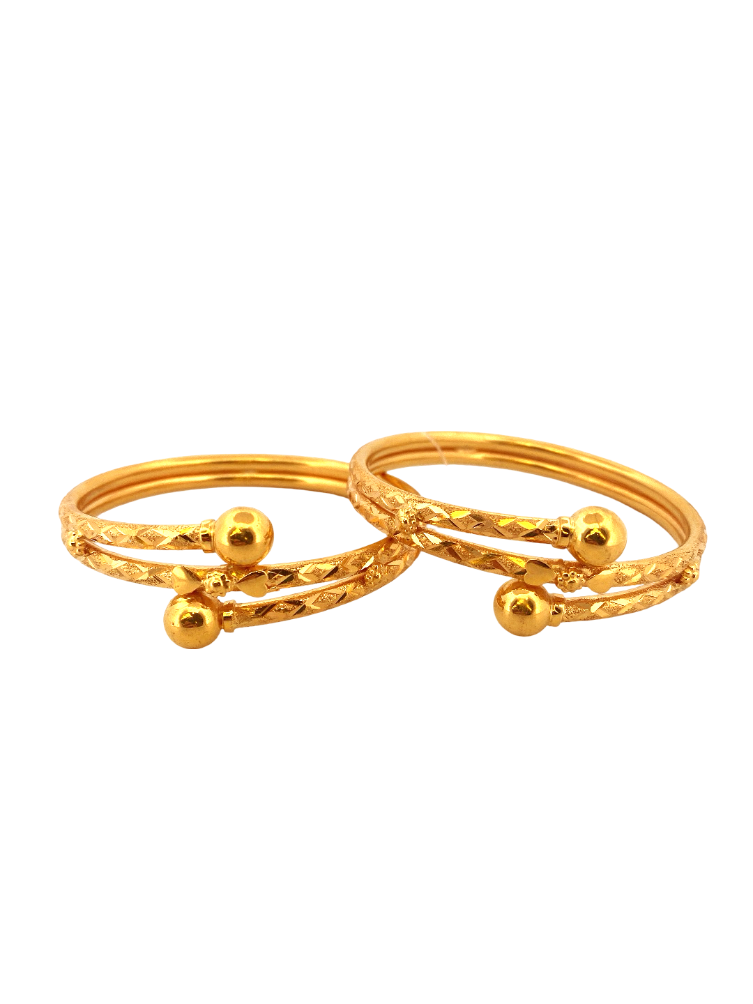 22K Gold Laser Cut Designer 2 Pieces Set of Ladies Bangles