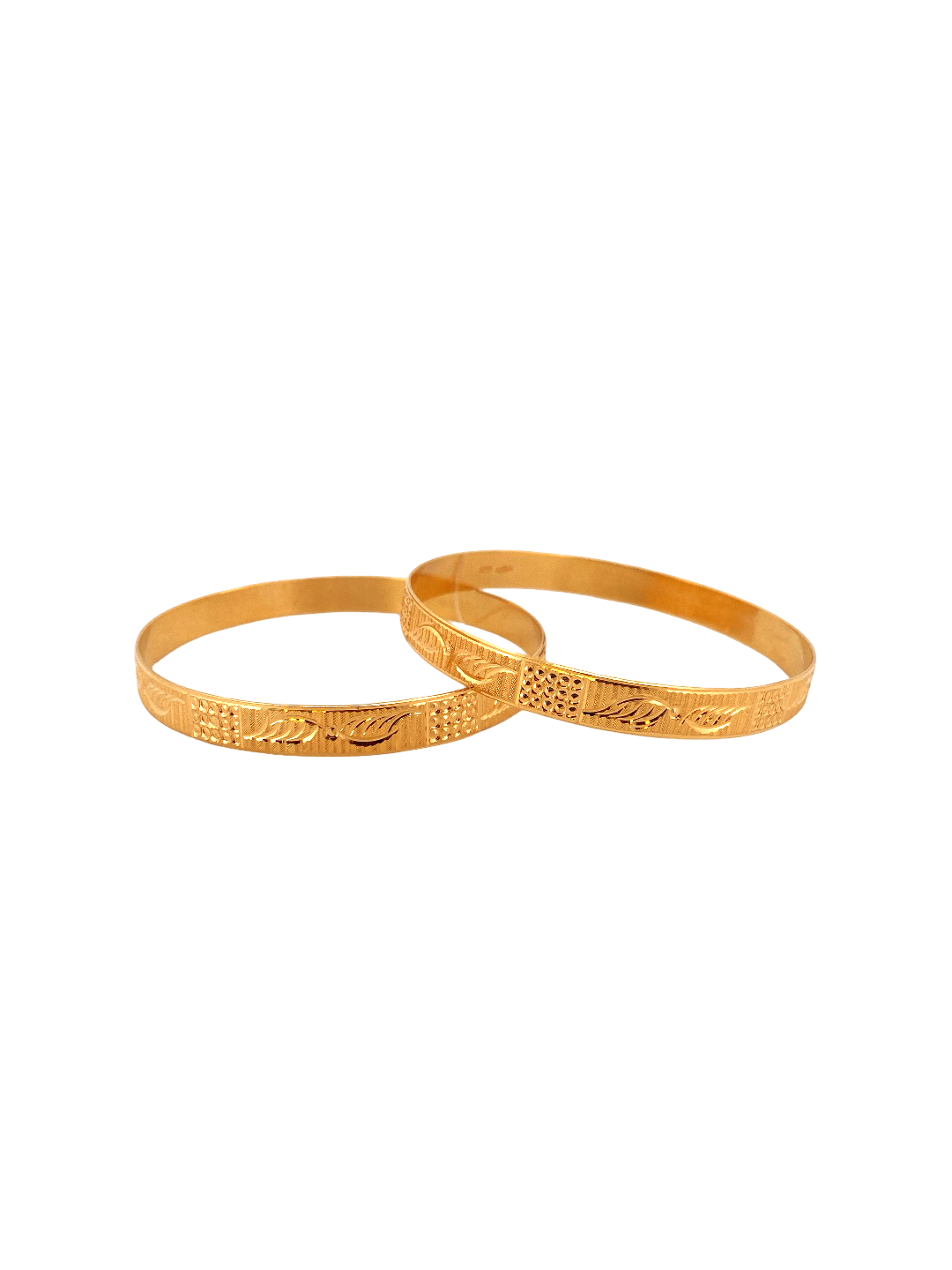 22K Gold Laser Cut Designer 2 Pieces Set of Ladies Bangles