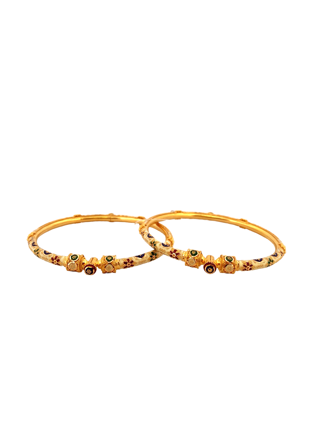 22K Gold Meena Designer 2 Pieces Set of Ladies Bangles