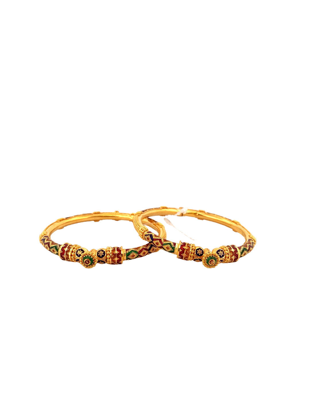 22K Gold Meena Designer 2 Pieces Set of Ladies Bangles