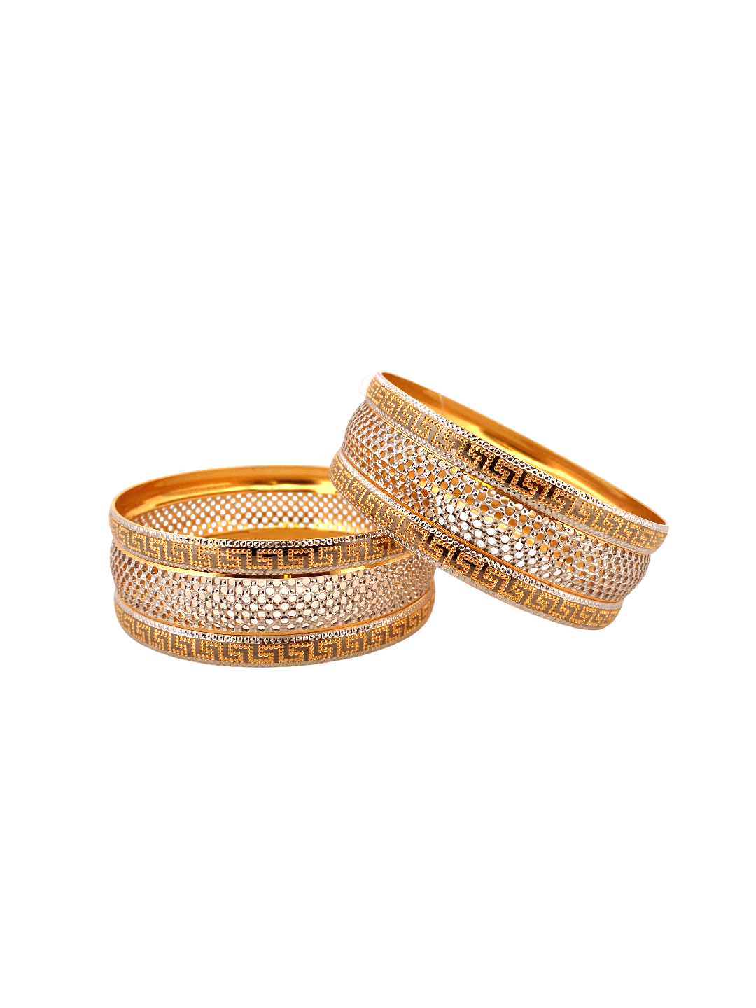 22K Gold Two-tone Designer 2 Pieces Set Of Ladies Bangles