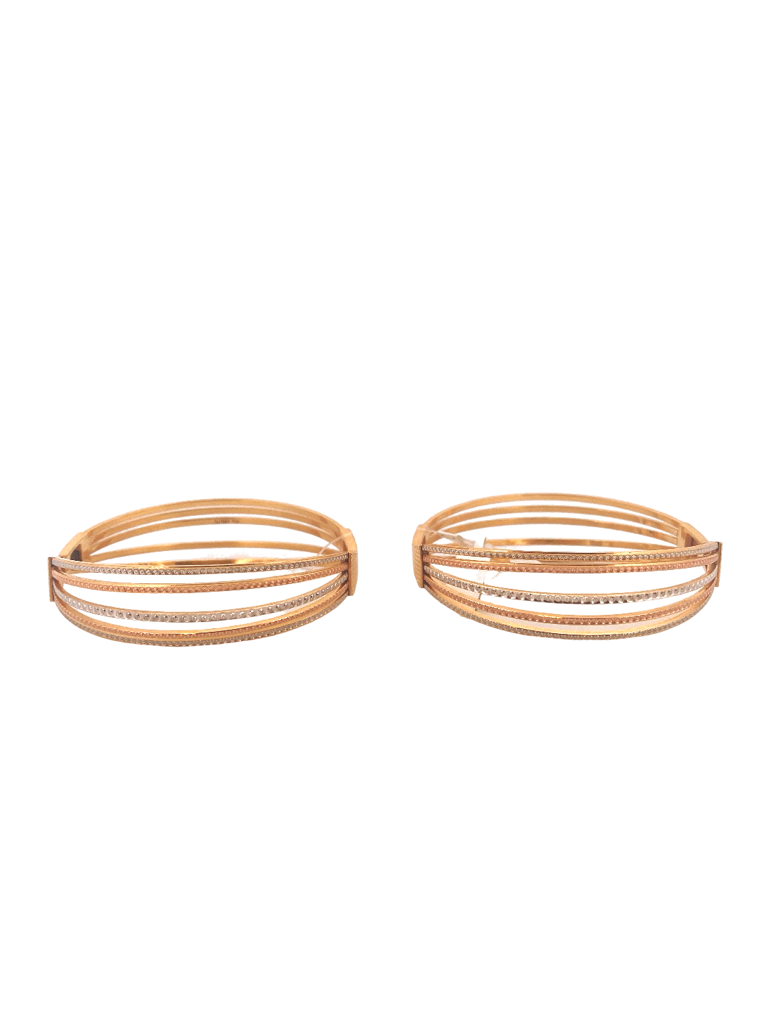 22K Gold Tri-tone Designer 2 Pieces Set Of Ladies Bangles