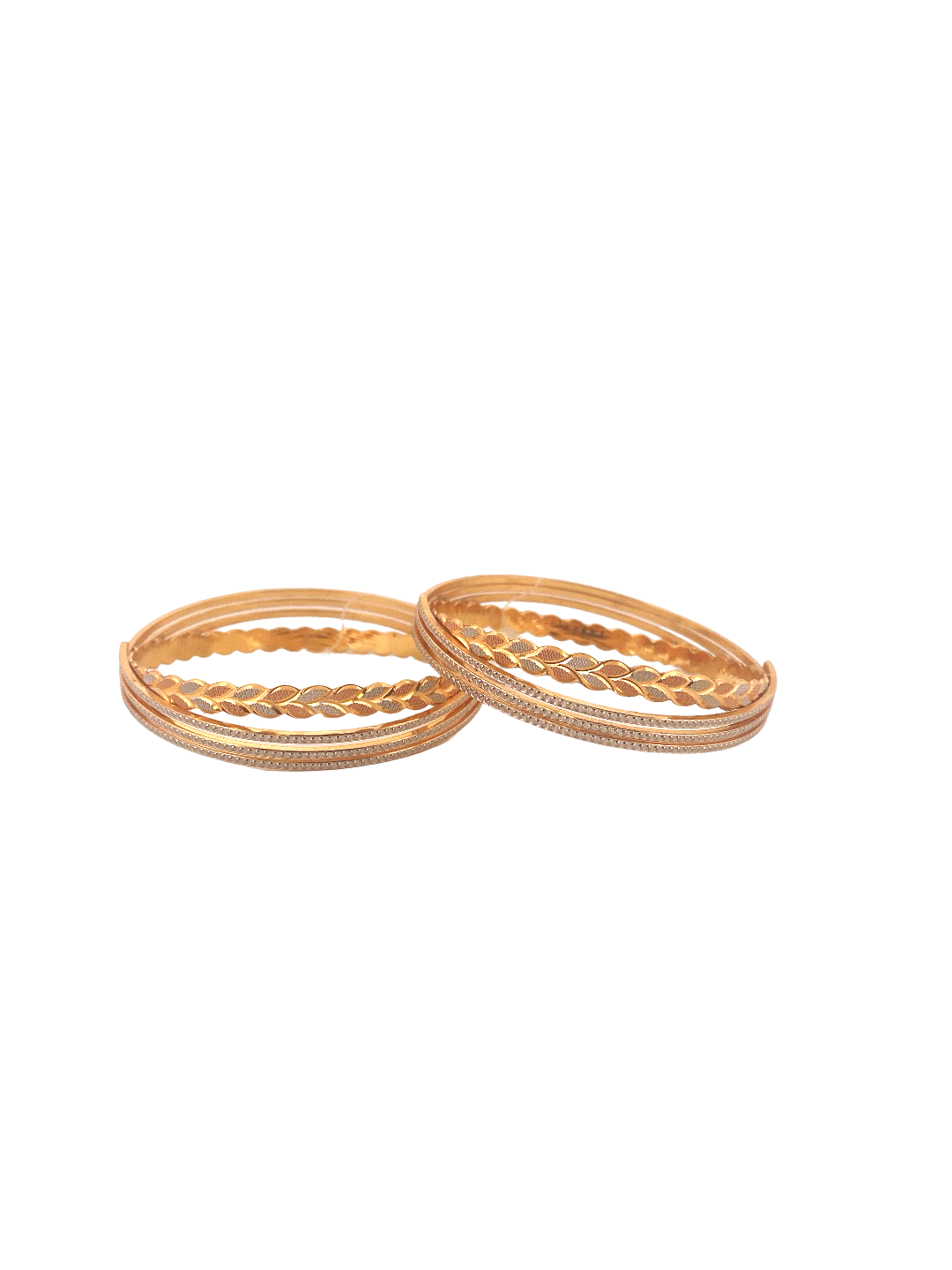 22K Gold Tri-tone Designer 2 Pieces Set Of Ladies Bangles
