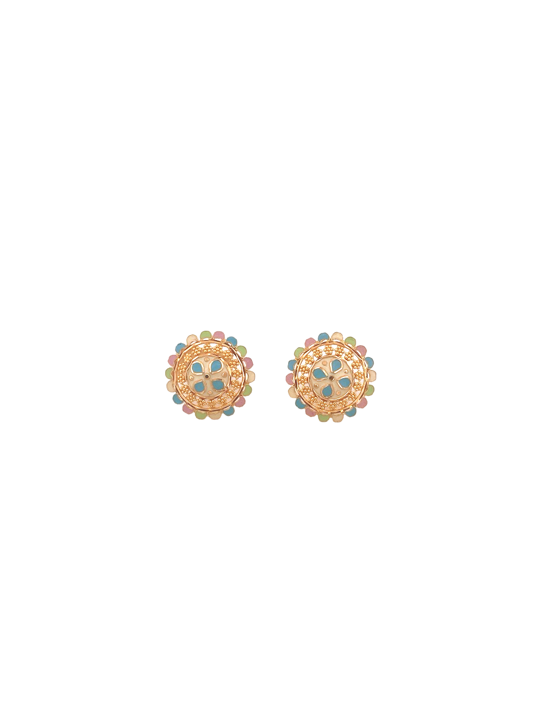 22K Gold Meena Designer Ladies Stud Earrings