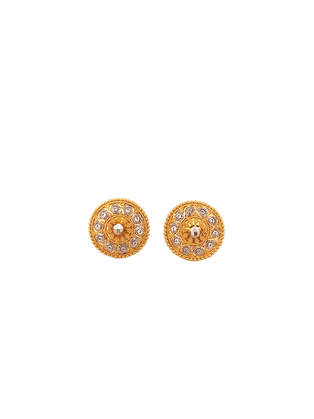22K Gold Two-tone Designer Ladies Stud Earrings