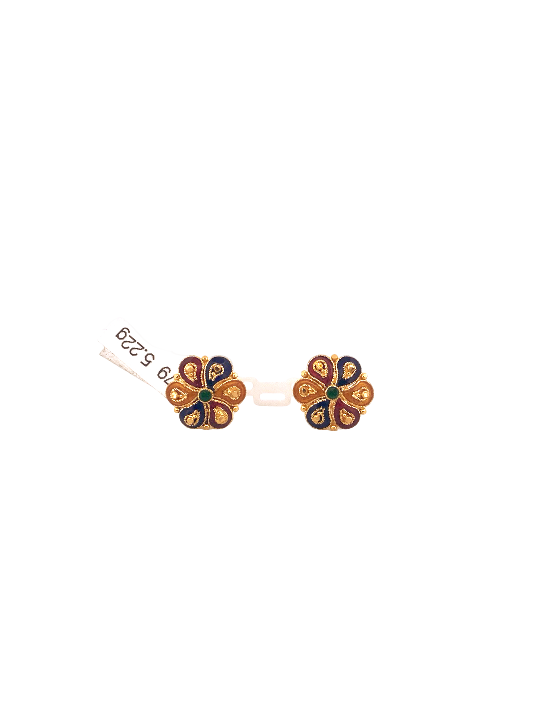 22K Gold Meena Designer Ladies Stud Earrings