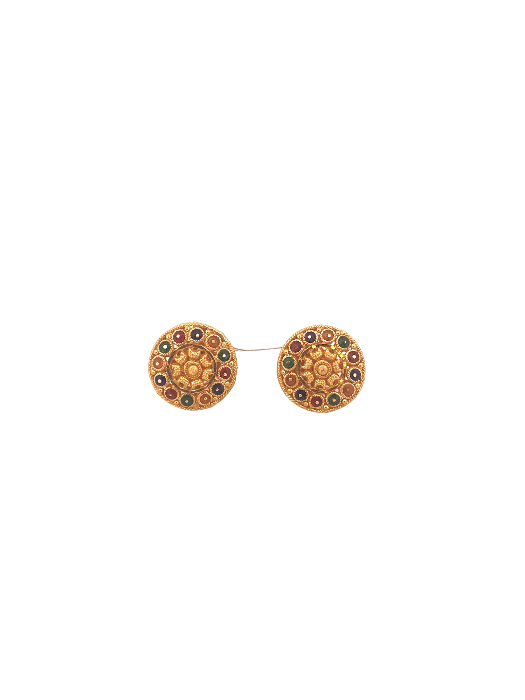 22K Gold Meena Designer Ladies Stud Earrings