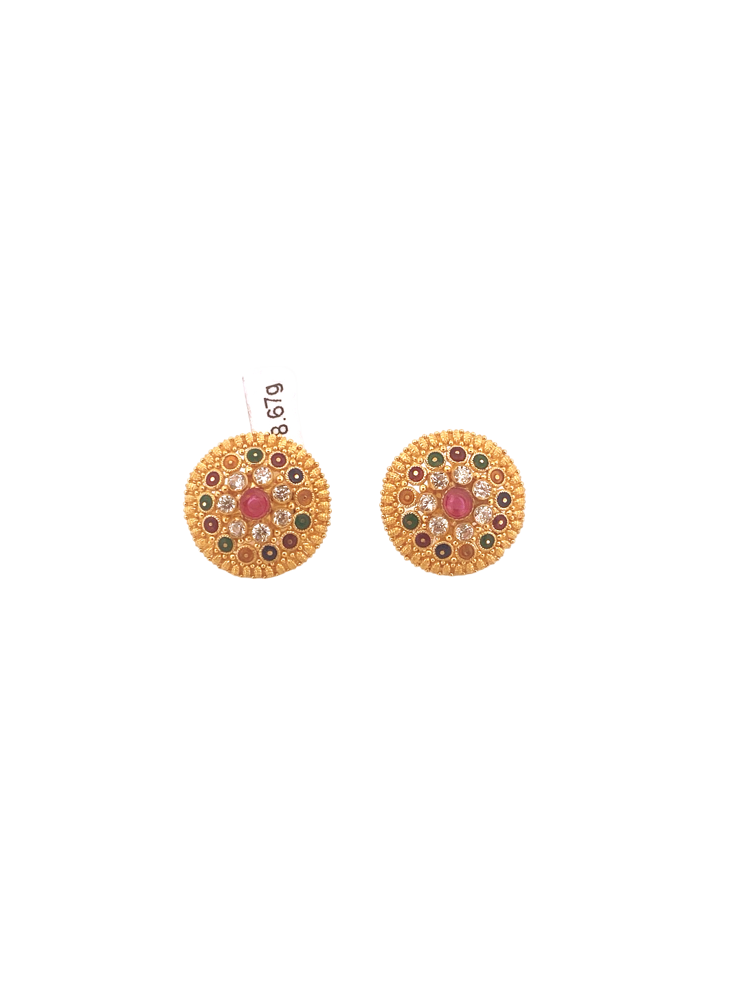 22K Gold CZ Designer Ladies Stud Earrings