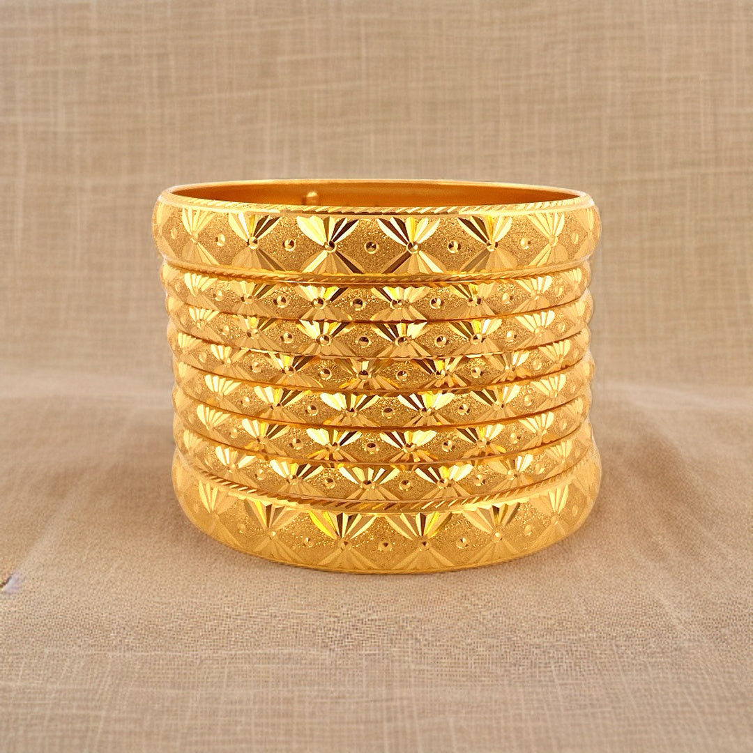 22K Gold Laser Cut Designer 8 Pieces Bangles Set